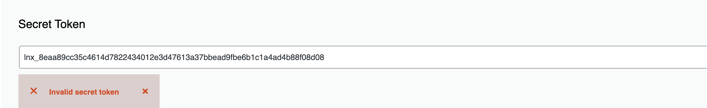 Invalid Token Error Example